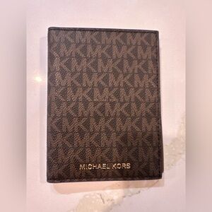 Michael Kors Dark Brown Logo Passport/wallet